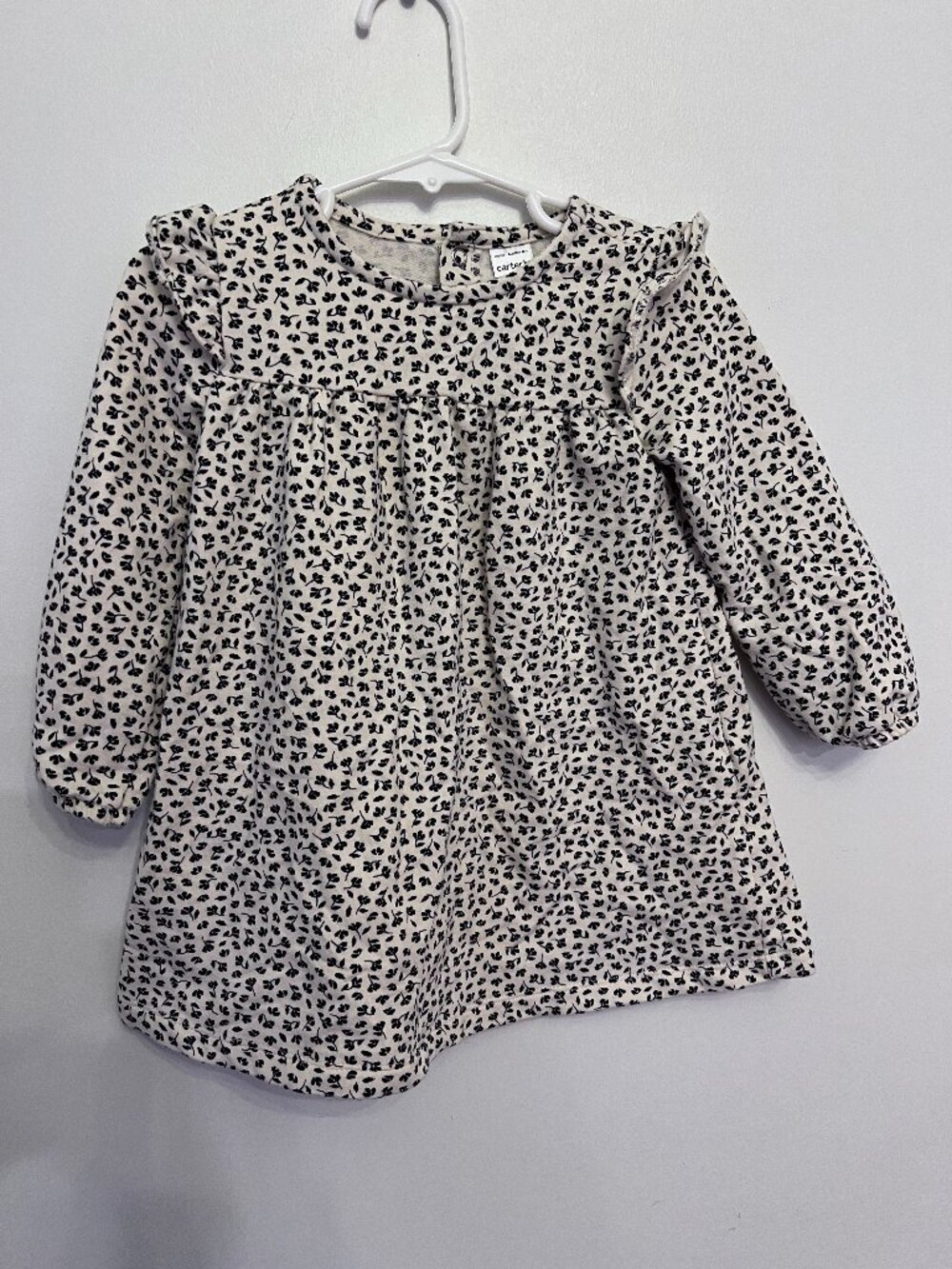 Carter's long-sleeve black & cream ditsy floral dress - 18months